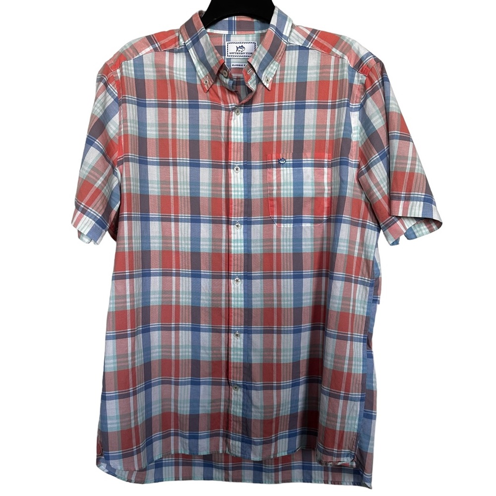 Southern Tide Men’s Sz M Classic Fit Short Sleeve Plaid Button Down Shirt